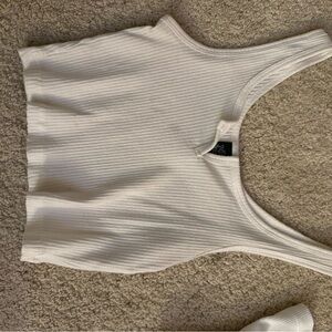 White Ribbed Tank Top